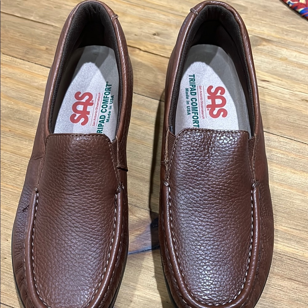 SAS Brown Leather Slip-On Loafers New Never Worn